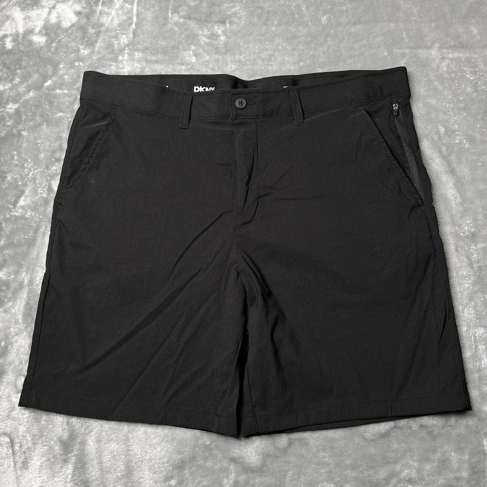 DKNY Shorts Men‎ Size 40 Golf Hybrid Zip Pockets Fast Dry Black Fishing